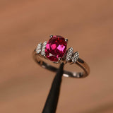 2.3ct Engagement Ring Oval Cut Pink Ruby Stylish Art Deco 14k White Gold Finish