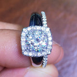 Halo Bridal Set Engagement Ring 2ct Round Cut VVS1 Diamond 14k White Gold Finish