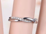 Infinity Twist Design Wedding Ring Band 1ct Round Cut Diamond 14k WhiteGold Over