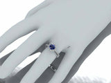 2.3ct Round Cut Blue Sapphire Engagement Ring Solitaire Halo 14k White Gold Over