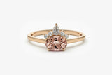 1ct Engagement Ring Oval Cut Morganite Crown Minimalist 14k Rose Gold Finish