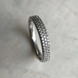Three Row Half Eternity Wedding Band 2ct Round Cut Diamond 14k White Gold Finish