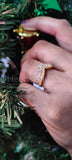 0.5ct Round Cut Moissanite Princess Crown Wedding Band 14k Yellow Gold Plated