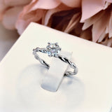 0.5ct Round Cut Moissanite Twisted Solitaire Engage Ring 14k White Gold Plated