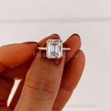 2.4ct Emerald Simulated Diamond Bezel Set Solitaire Ring 14k Yellow Gold Plated