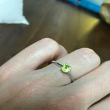 0.4ct Engagement Ring Round Cut Peridot Solitaire Minimalist 14k White Gold Over