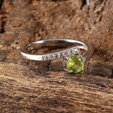 1.2ct Engagement Ring Round Cut Peridot Bypass Solitaire 14k White Gold Finish