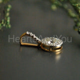 1ct Round Cut Moissanite Classic Halo Pendant 14K Yellow Gold Plated NO CHAIN