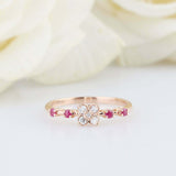 0.7ct Round Cut Diamond Engagement Ring Flower Minimalist 14k Rose Gold Finish
