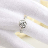 2.5ct Round Cut Diamond Engagement Ring Dual Row Accents Halo 14k WhiteGold Over