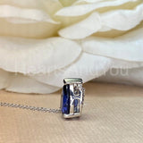 1ct Pear Simulated Blue Sapphire Solitaire Pendant Chain 14k White Gold Plated