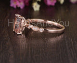 1ct Radiant Cut Simulated Morganite Milgrain Engagement Ring 14k RoseGold Plated