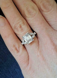 2ct Emerald Cut Diamond Engagement Ring Leaf Marquise Accent 14k White Gold Over