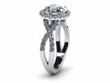 2.3ct Engagement Ring Round Cut Diamond Twist Shank Halo 14k White Gold Finish
