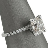 2Ct Elongated Cushion Cut Diamond Solitaire with Accent Ring 14K White Gold Over