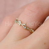 0.1ct Round Cut Moissanite Twig Vine Women Wedding Band 14k Rose Gold Plated