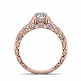 1ct Round Cut Diamond Vintage Filigree Engagement Ring 14k Rose Gold Finish New
