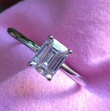 0.5ct Emerald Simulated Diamond Solitaire Engagement Ring 14k White Gold Plated