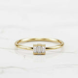 Minimalist Engagement Ring 0.3ct Baguette Cut VVS1D Diamond 14k Yellow Gold Over