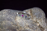 0.2ct Engagement Ring Round Pink Ruby Princess Crown Tiara 14k White Gold Finish