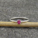 0.3ct Engagement Ring Oval Cut Pink Ruby Solitaire Minimalist 14k WhiteGold Over