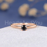 0.5ct Round Cut Simulated Black Diamond Solitaire Ring 14k Rose Gold Plated