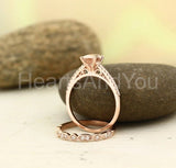 1ct Oval Cut Simulated Morganite Half Eternity Bridal Set 14k Rose Gold Plated