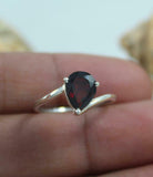 1ct Engagement Ring Pear Cut Red Garnet Swirl Solitaire 14k White Gold Finish