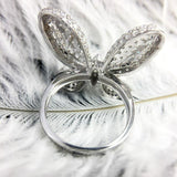 3ct Round Cut Diamond Engagement Ring 14k White Gold Finish Butterfly Design