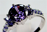 2ct Round Cut Purple Amethyst Engagement Ring 14k White Gold Finish Solitaire