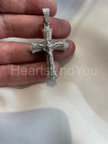 2ct Round Cut Moissanite Jesus Face Cross Pendant 14K White Gold Plated NO CHAIN