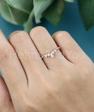0.5ct Marquise Cut Simulated Diamond Curved Wedding Band 14k Rose Gold Plated