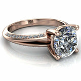 3.2ct Round Cut Diamond Engagement Ring 4 Prong Split Band 14k Rose Gold Finish