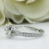 2.6ct Round Diamond Engagement Ring Milgrain Halo Split Band 14k White Gold Over