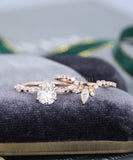2.3ct Pear Simulated Diamond Curved Anniversary Bridal Set 14k Rose Gold Plated