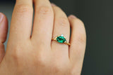 1ct Oval Cut Green Emerald Engagement Ring 14k YellowGold Finish Crown Solitaire