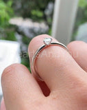 0.1ct Round Cut Moissanite Solitaire Women Engagement Ring 14k White Gold Plated