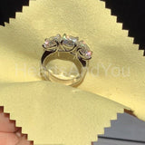2.1ct Round Cut Moissanite Three Stone Engagement Ring 14k Yellow Gold Plated