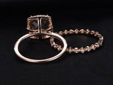 2.5ct Cushion Cut Morganite Bridal Set Band Engagement Ring 14k Rose Gold Finish