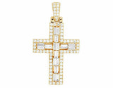 2.5ct Baguette Cut VVS1 Diamond Holy Cross Pendant 14k Yellow Gold Over NO CHAIN