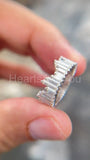 0.3ct Baguette Cut Simulated Diamond Princess Crown Ring 14k White Gold Plated