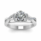 1ct Oval Diamond Infinity Solitaire Engagement Ring 14k White Rose Gold Finish