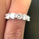 2.2ct Round Cut Moissanite Five Stone Women Wedding Band 14k White Gold Plated