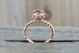 1ct Round Cut Morganite Engagement Ring Solitaire Ball Bead 14k Rose Gold Finish