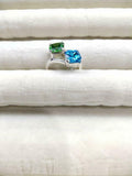 2ct Engagement Ring Cushion Green Emerald Two Stone Bypass 14k White Gold Finish