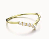 0.1ct Round Cut Simulated Diamond Pearl Curved Wed Band 14k Yellow Gold Plated