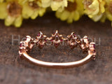 0.3ct Round Cut Simulated Ruby Geometric Cross Wed Band 14k Rose Gold Plated
