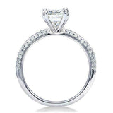 2.9ct Cushion Cut Diamond Solitaire Ring 14K White Gold Finish Iced Round Accent