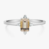 1.3ct Engagement Ring Emerald Cut Peach Morganite Solitaire 14k White Gold Over