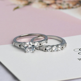 2ct Round Cut Diamond Engagement Ring 14k White Gold Finish 5 Stone Bridal Set